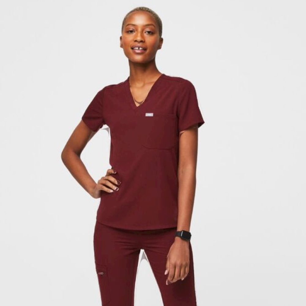 Figs Burgundy Catarina Top
